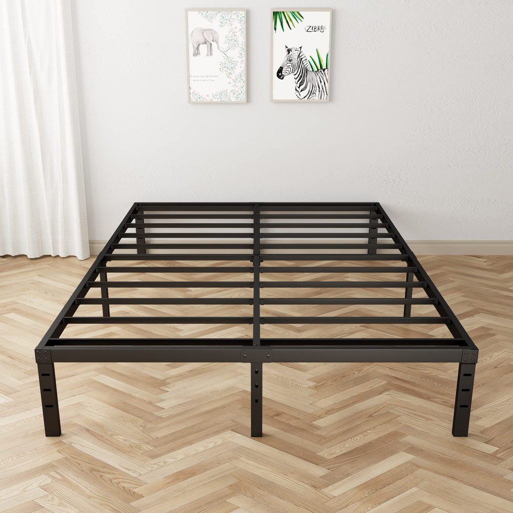 18 Inch Queen Metal Platform Bed Frame Heavy Duty Black H609