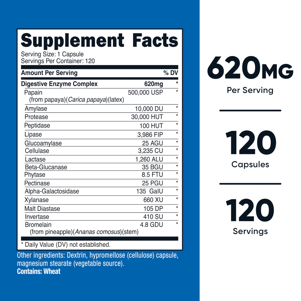 Digestive Enzymes 620mg 120 Capsules D278030