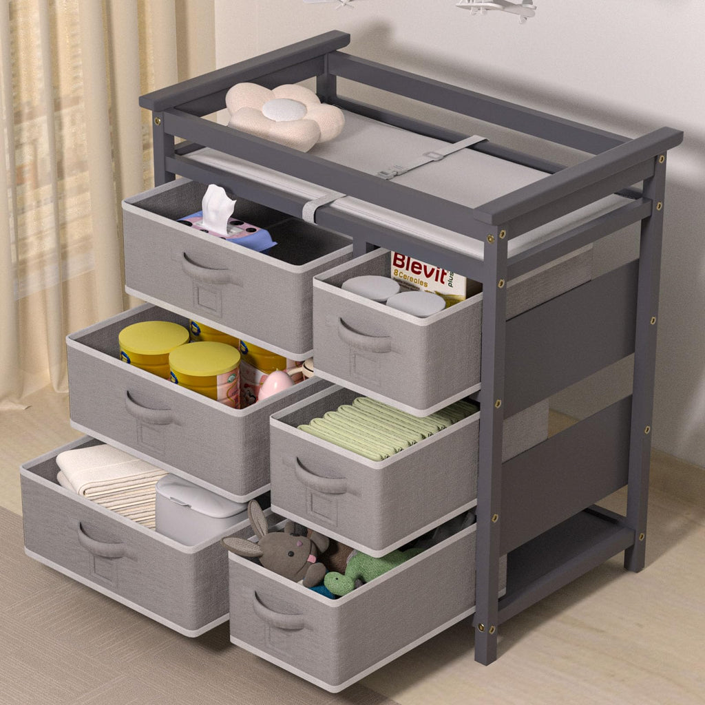 Baby Changing Table with 6 Drawers Storage Station I478788