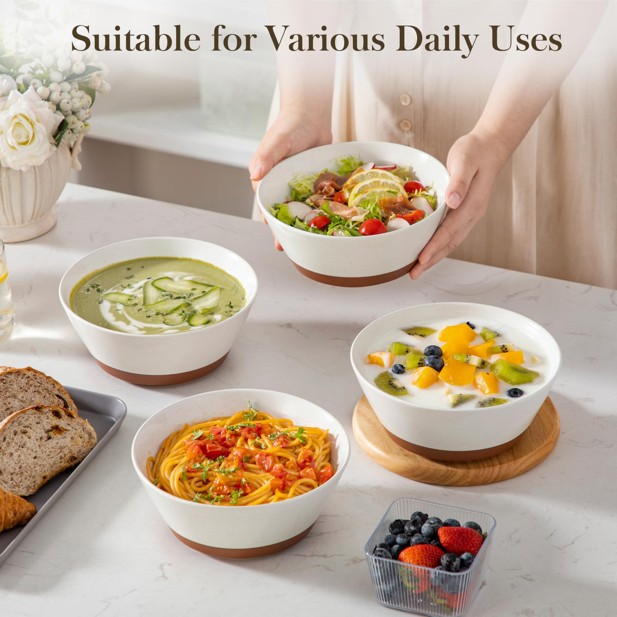 Ceramic Soup Bowl Set of 4 and Baking Dish B79892