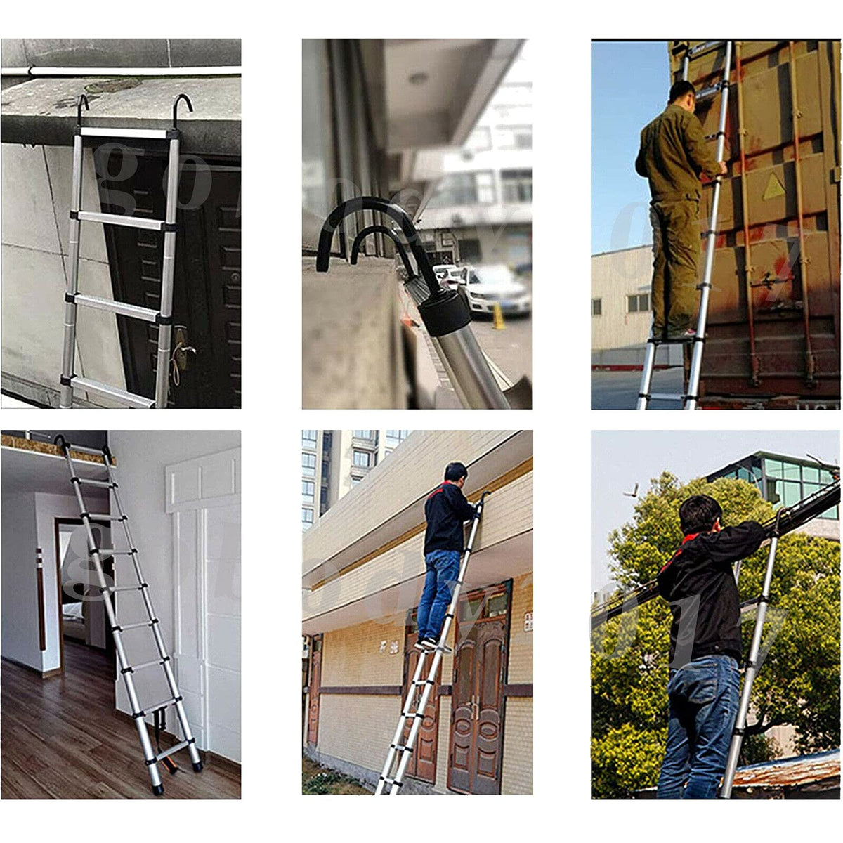 20.34 ft Aluminum Telescopic Extension Ladder 330lbs X599017