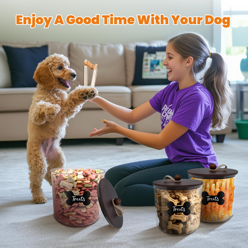 3 Pack Airtight Dog Treat Containers with Bamboo Lids V589368