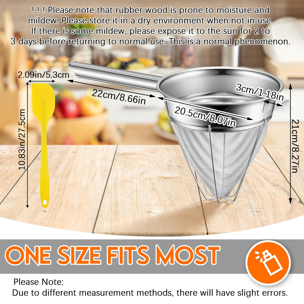 8" Fine Mesh Strainer Set with Handle and Pestle L1150