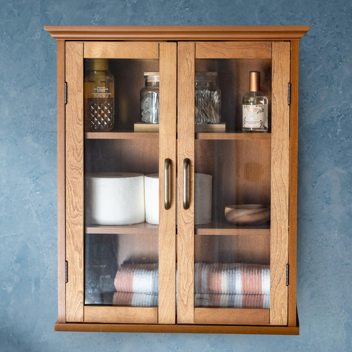 Wooden Over The Toilet Bathroom Medicine Cabinet with 2 Adjustable Shelves R1934