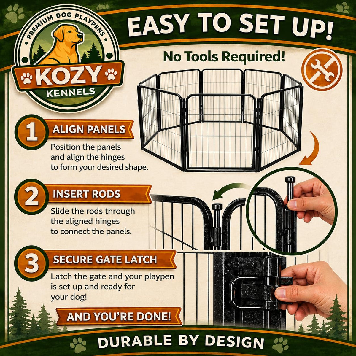 40'' 16 Panels Portable Dog Playpen T9672