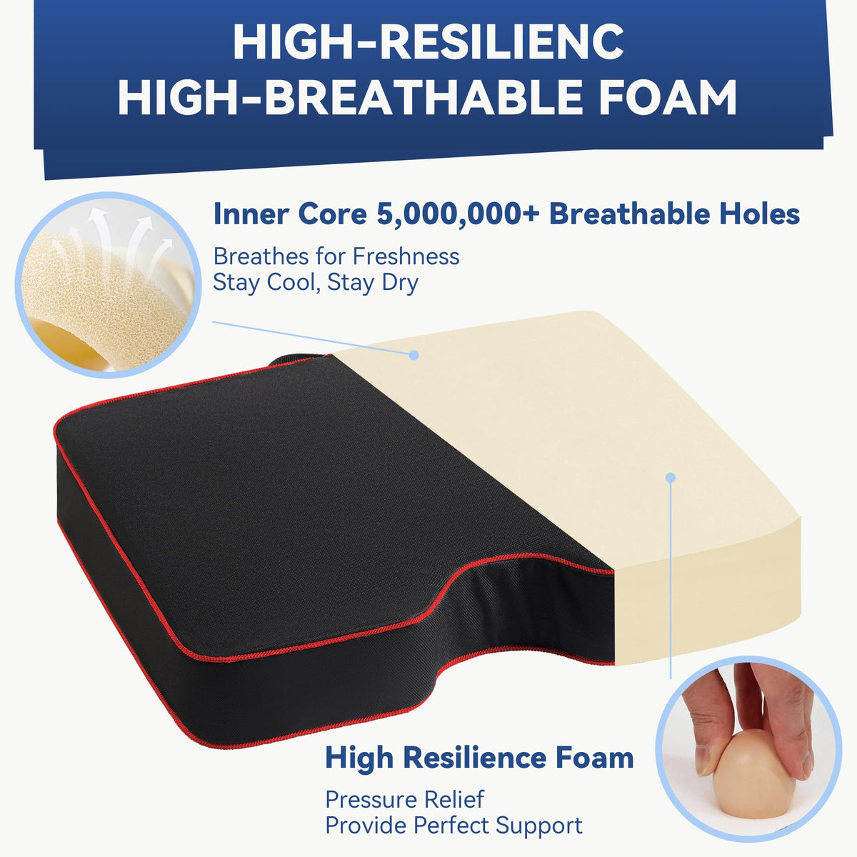 3.5" Extra Thick Resilient Foam Stadium Seat Cushion 2Pcs Red T8289