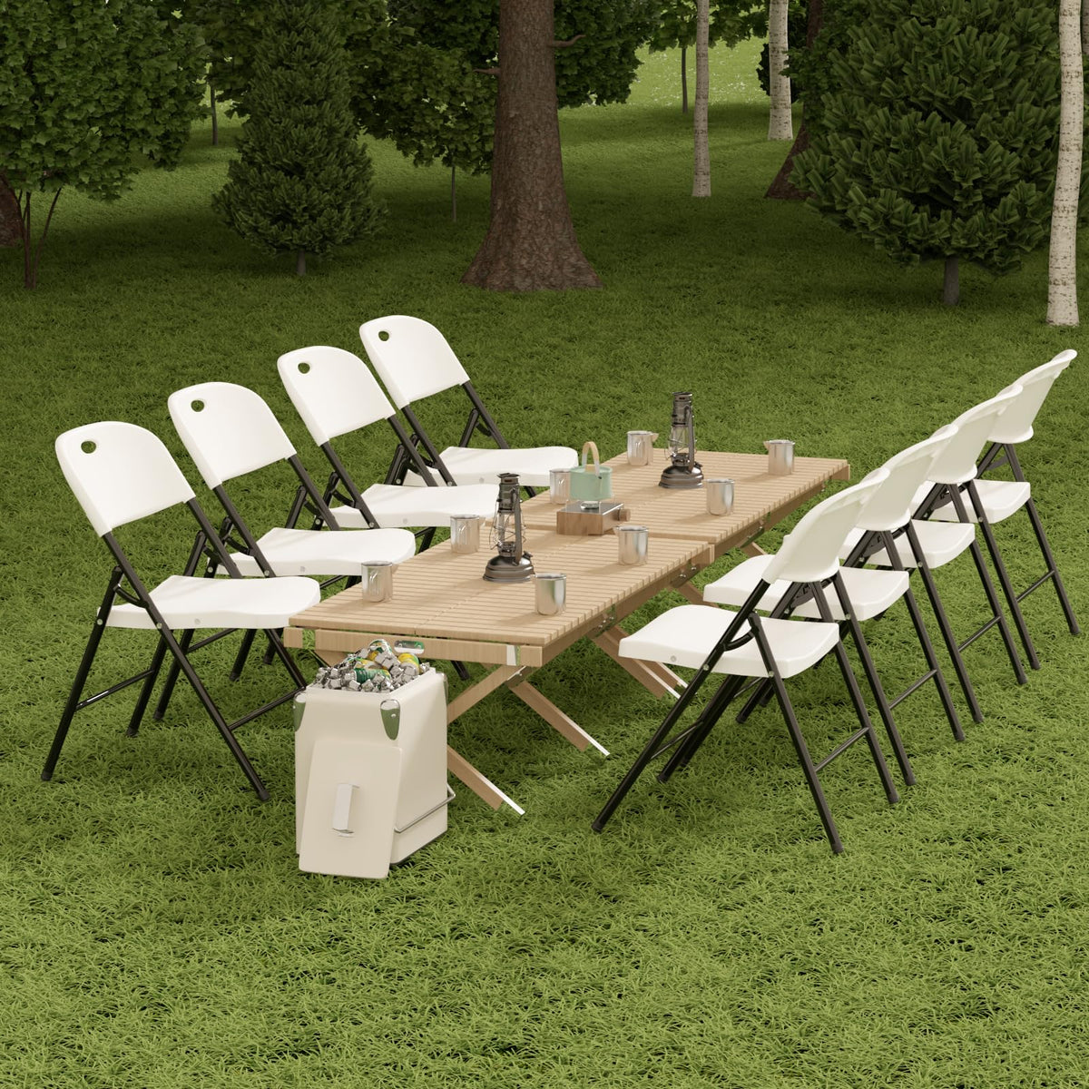 Heavy Duty Plastic Folding Chair with Reinforced Steel Frame Q7424