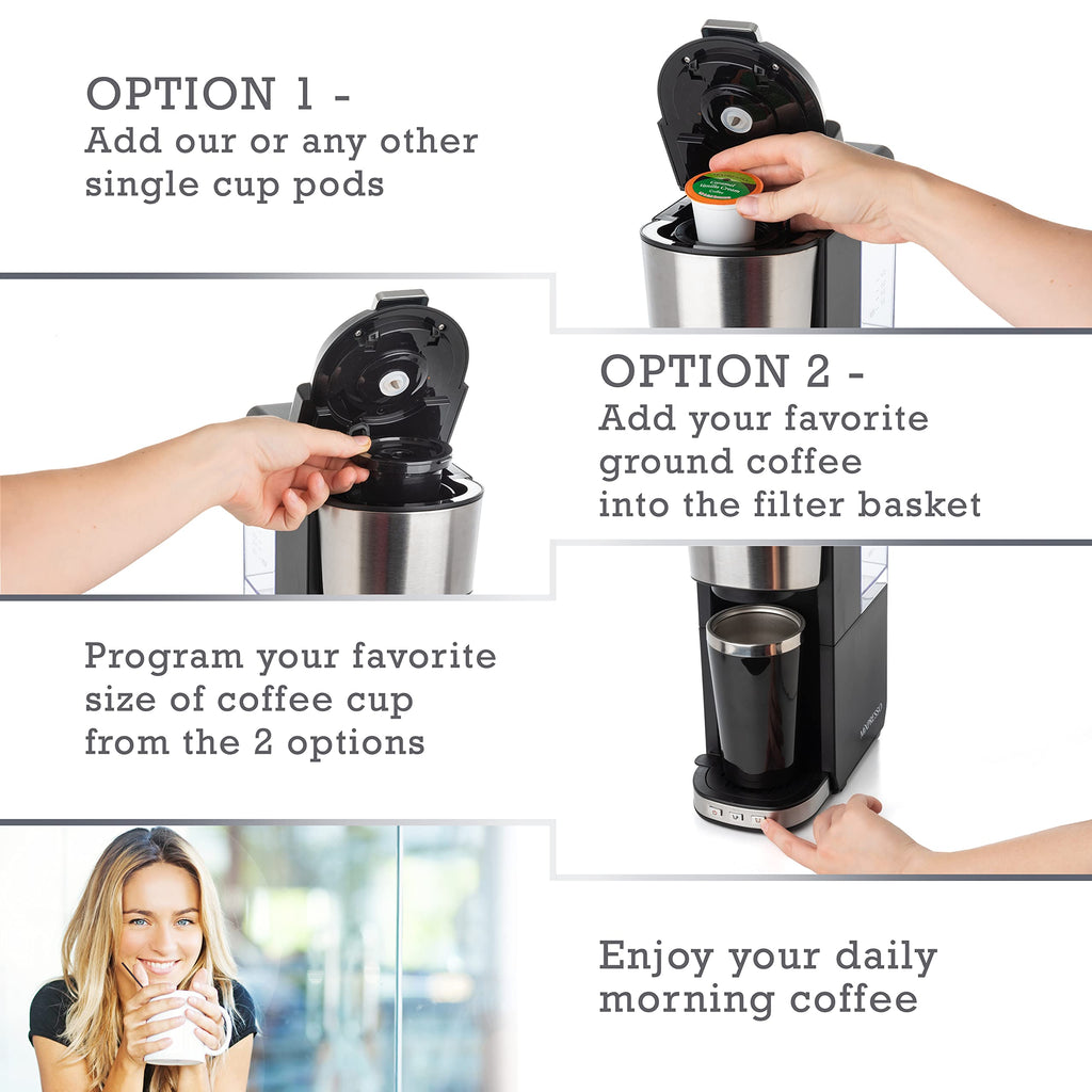 Single Serve Coffee Maker with 14oz Travel Mug J401