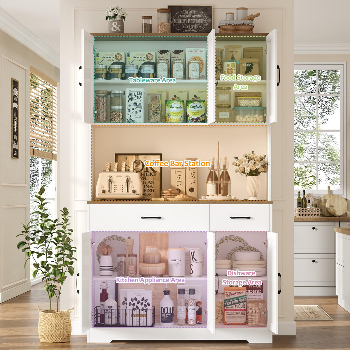 White Kitchen Pantry Storage Cabinet G766803