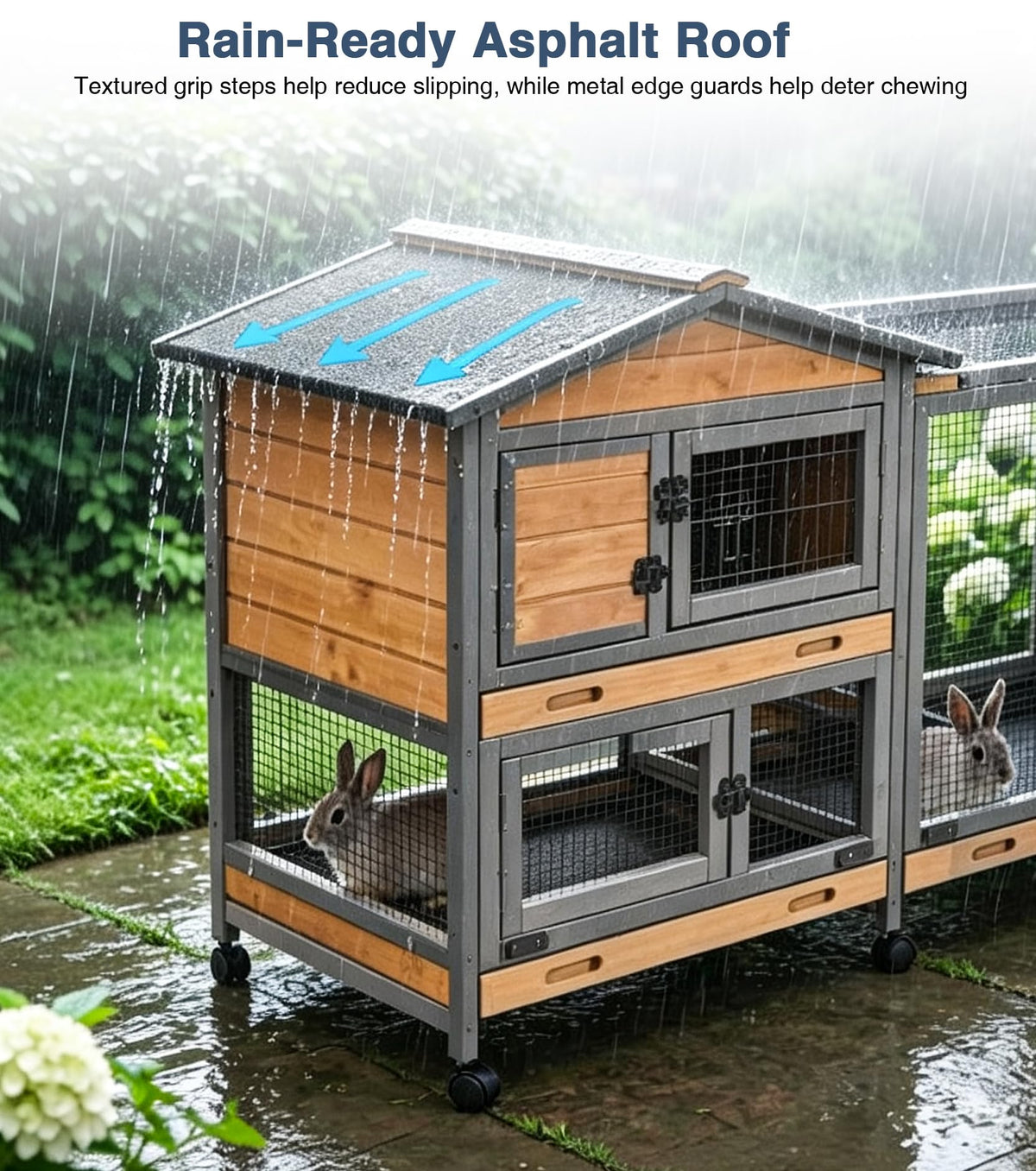 Extra Large Wooden Rabbit Hutch on Wheels V9029
