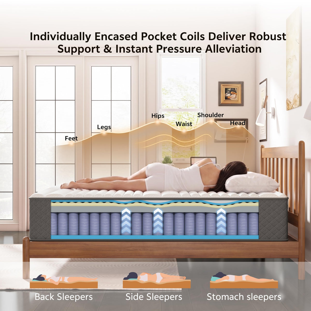 12 Inch Cooling-Gel Memory Foam Pocket Spring Hybrid Mattress C37664
