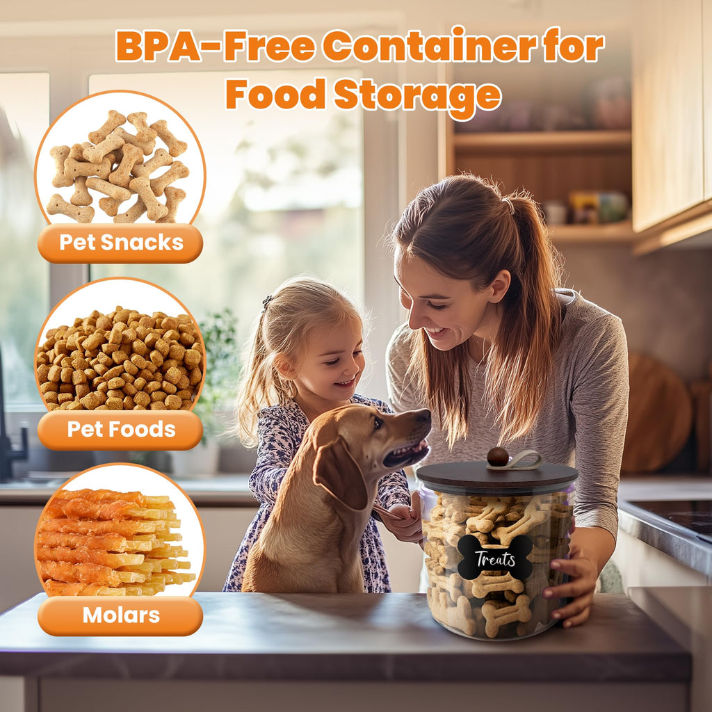 3 Pack Airtight Dog Treat Containers with Bamboo Lids V589368