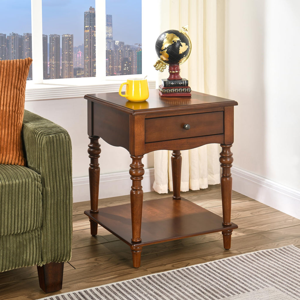 Solid Wood End Table with Drawer L7503