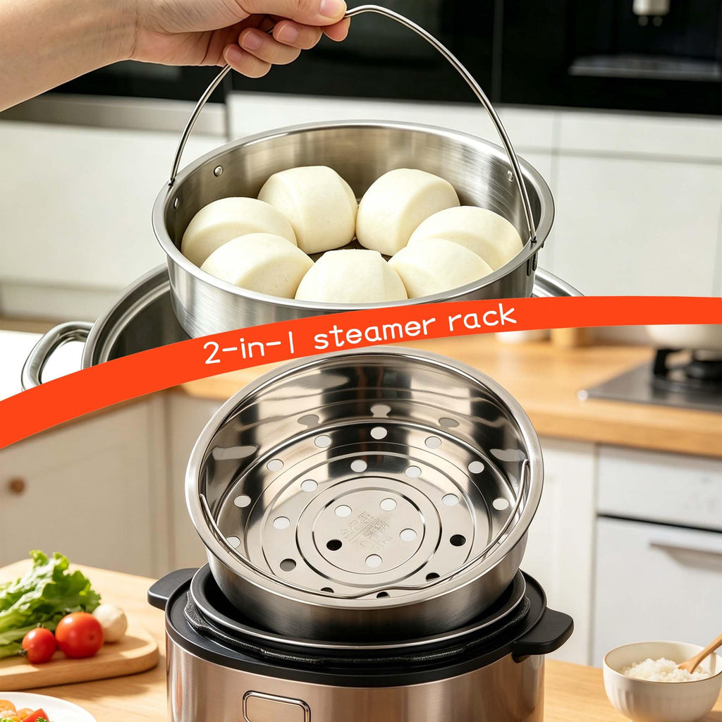304 Stainless Steel Steamer Basket with Handle C37481