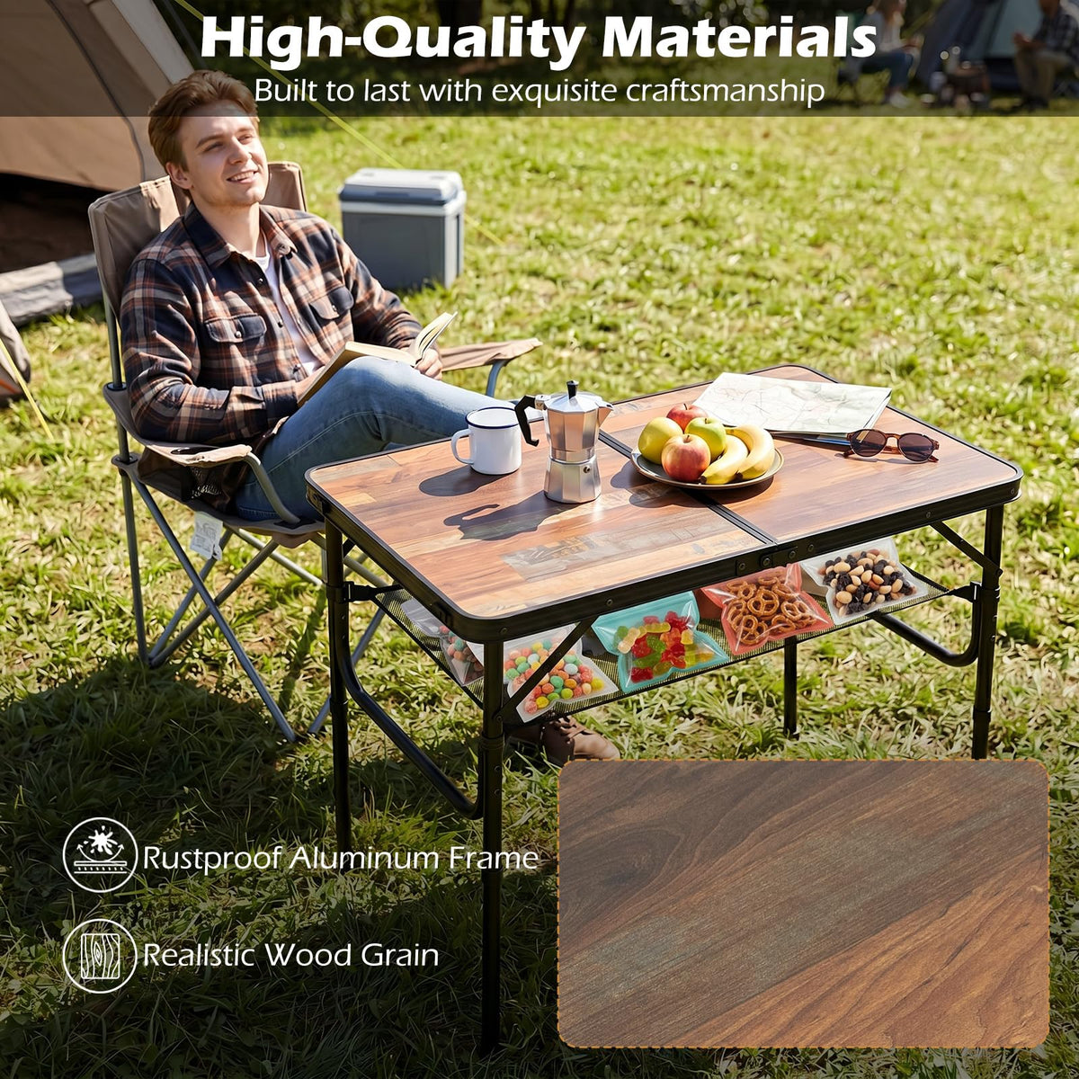 3 FT Portable Aluminum Folding Camping Table with Carry Handle L872826