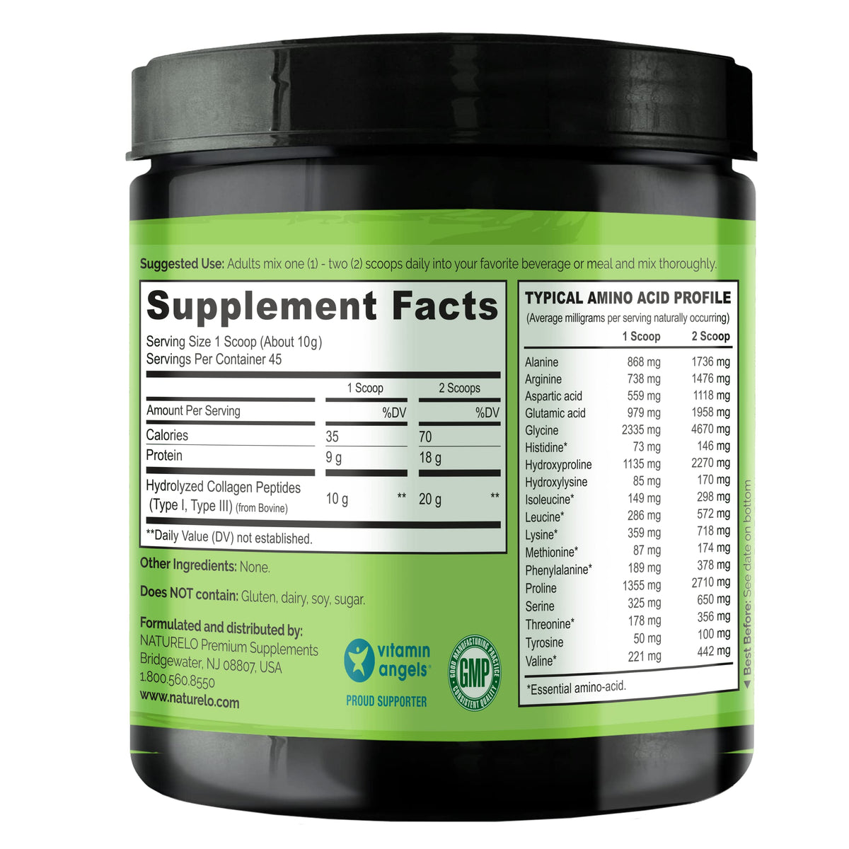 Collagen Peptide Powder 16 Oz Unflavored B1759