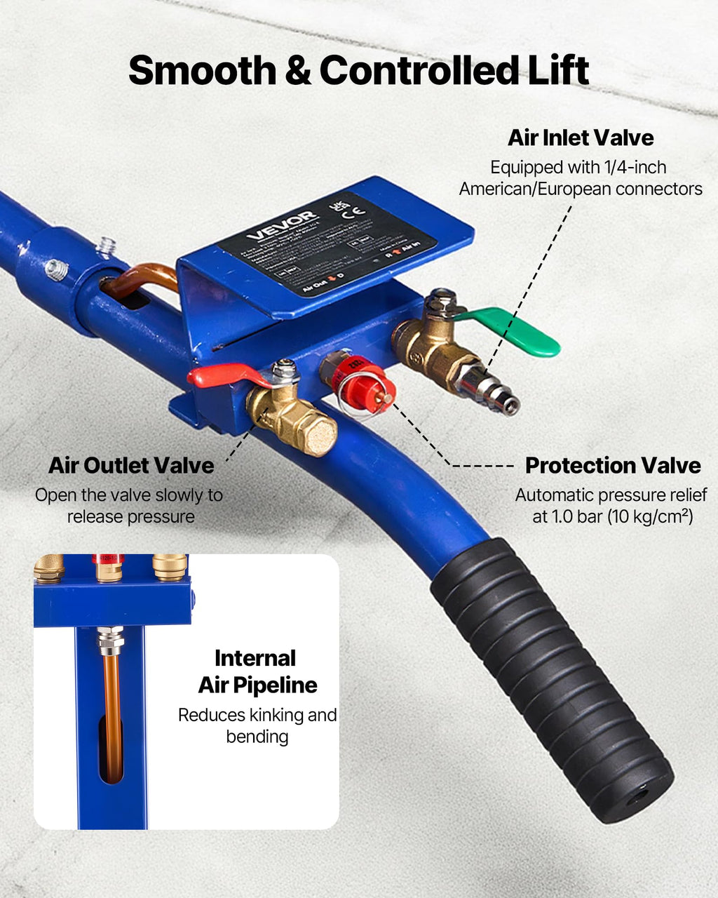 3 Ton Triple Bag Air Jack with Long Handle U7961
