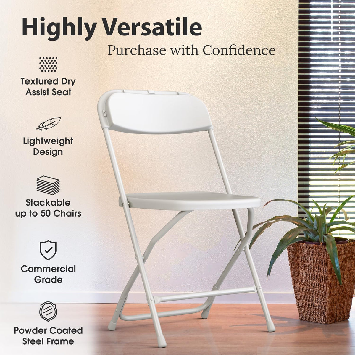 White Foldable Plastic Chair 9 Pack J30827