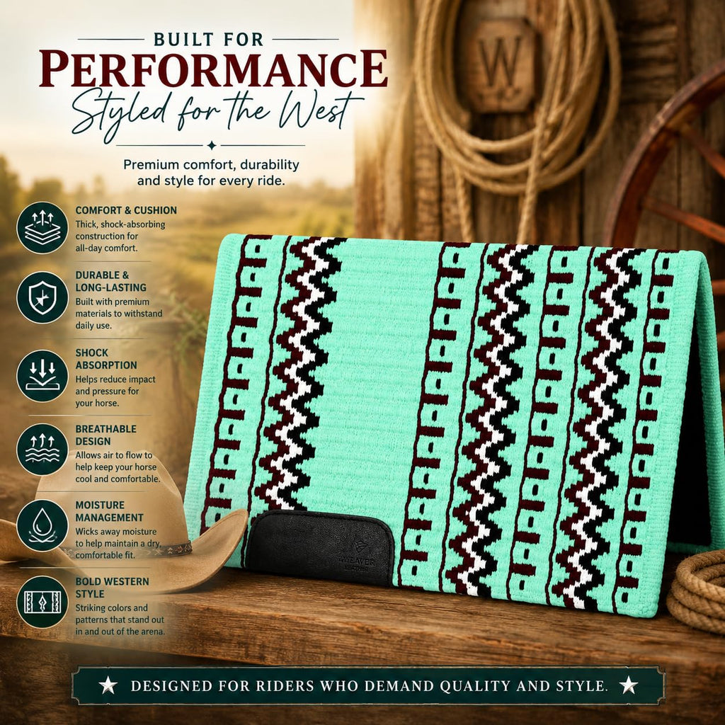 Mint Green Burgundy Tribal Horse Saddle Pad F87443