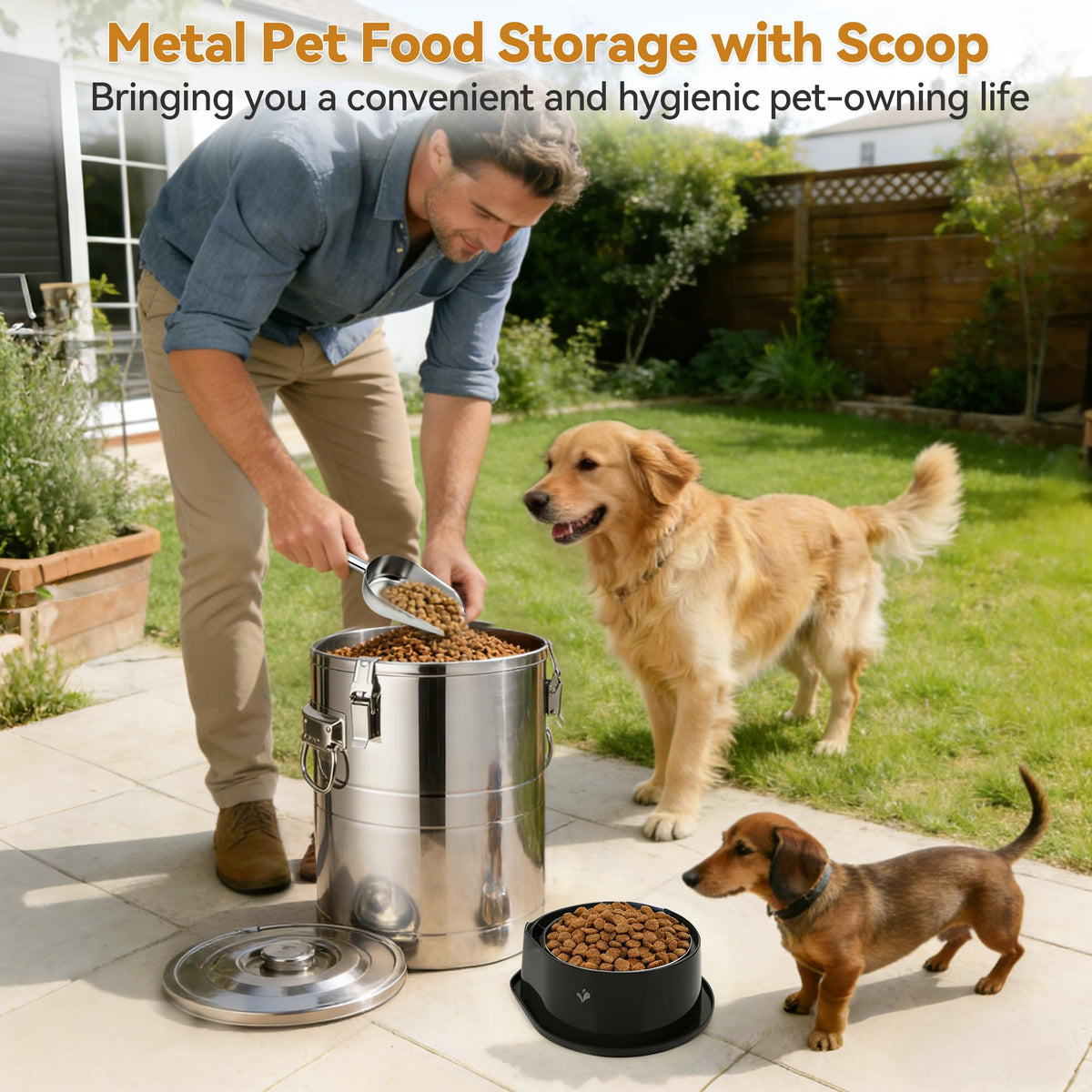 Stainless Steel Dog Food Storage Container with Scoop M841
