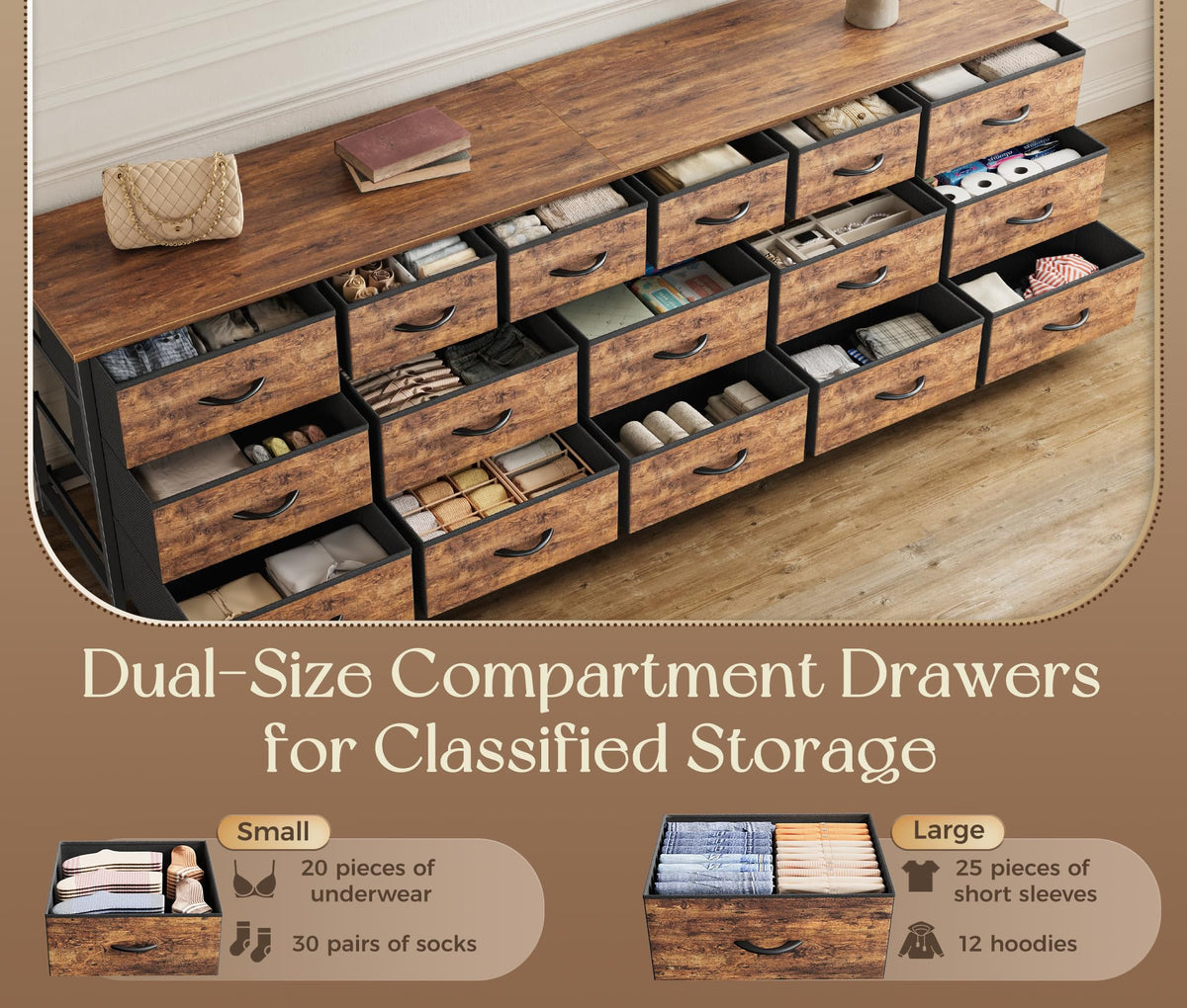 77.6" 16 Drawer Fabric Dresser A8157