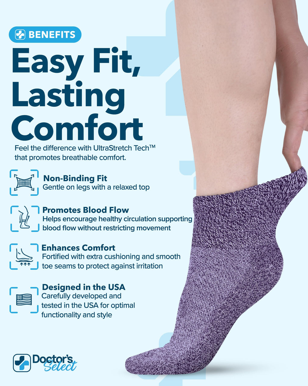 Diabetic Ankle Socks 4 Pairs H360