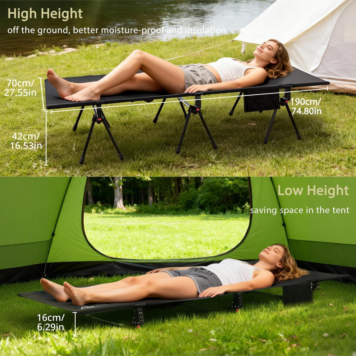 Height Adjustable Camping Cot 400 lbs E6319