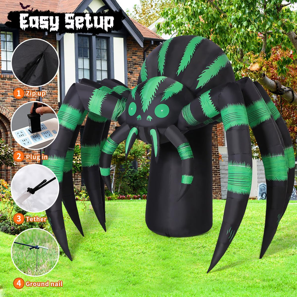 7 FT Inflatable Spider Outdoor Decoration with LED Lights X4217