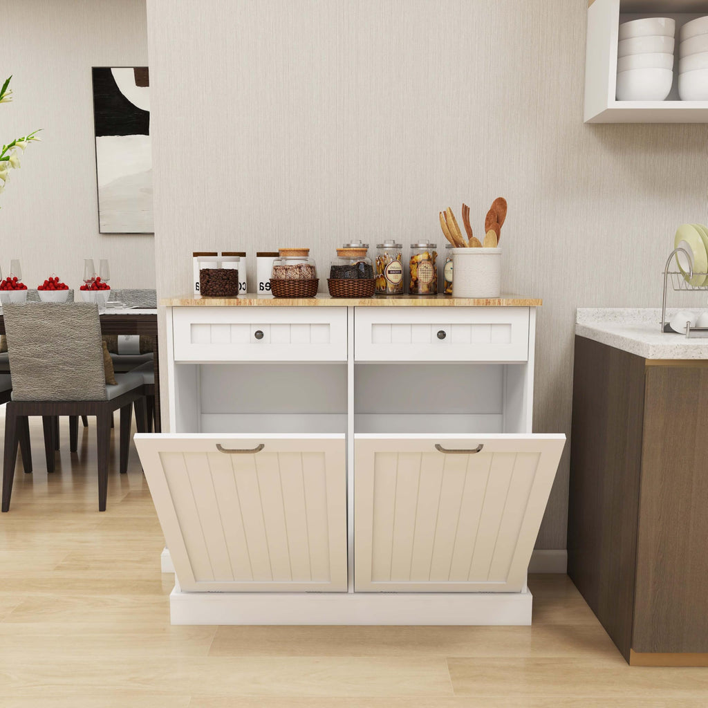 White Double Tilt Out Trash Can Cabinet with 10-Gallon Capacity V792