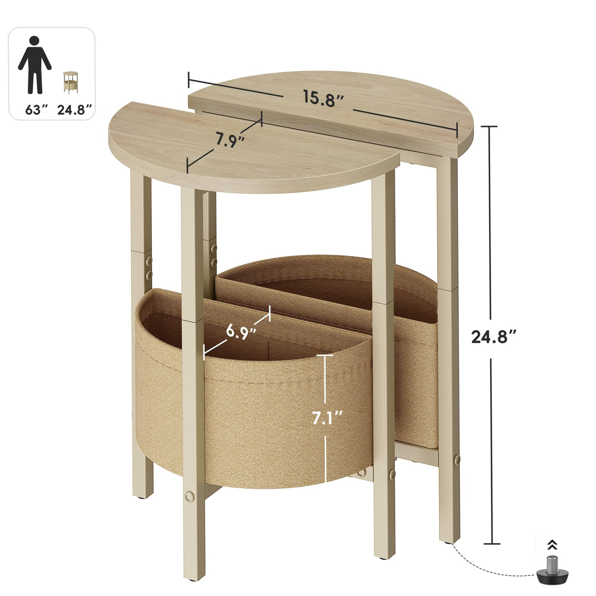 Small Round Side Table with Storage Basket, Set of 2 M905879