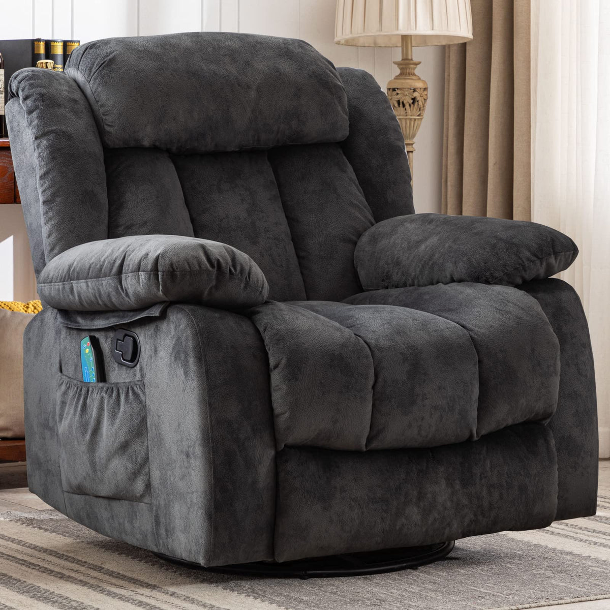 Gray Massage Swivel Rocker Recliner Chair H252018