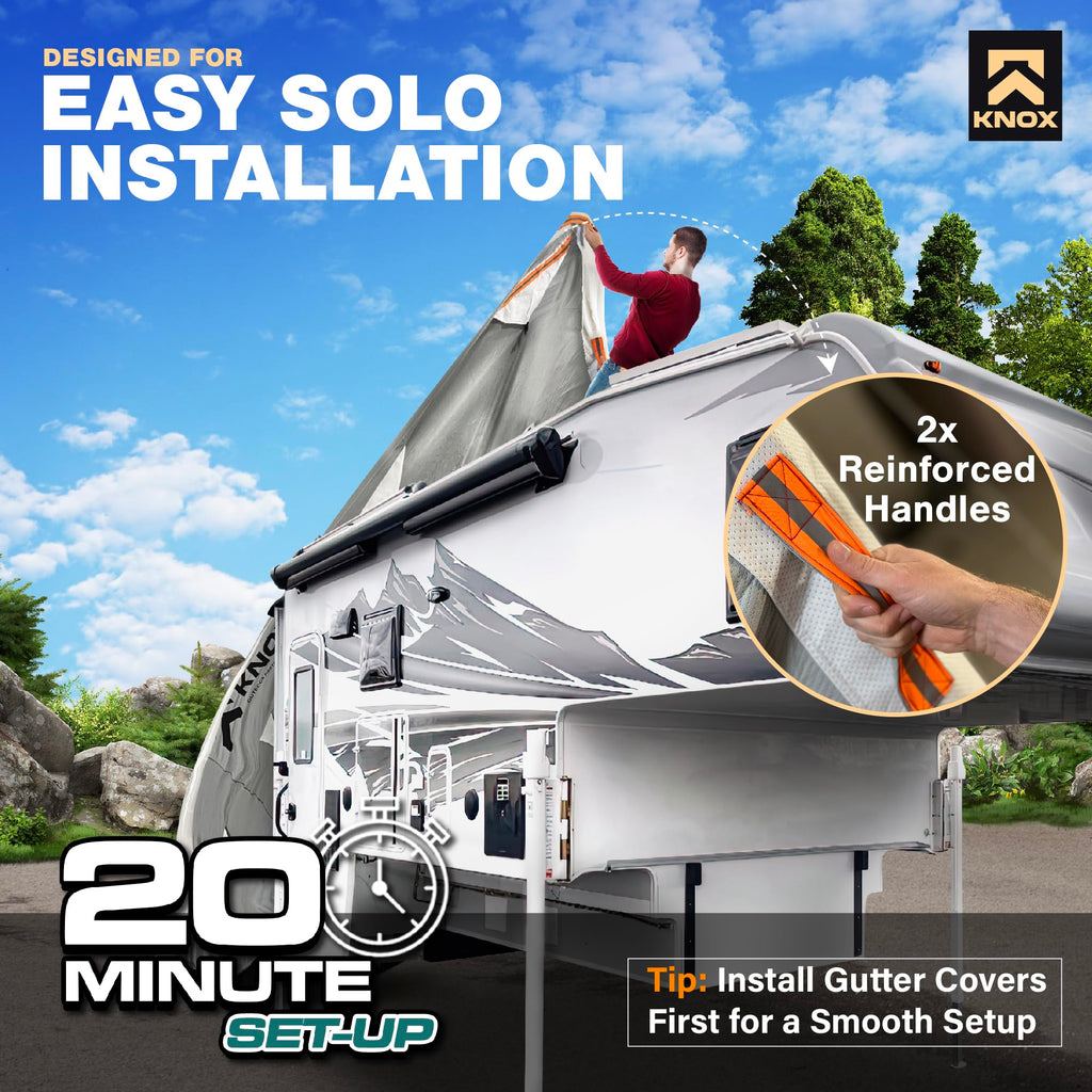 RV Truck Camper Cover with Ladder Cover and Gutter Cover P48334