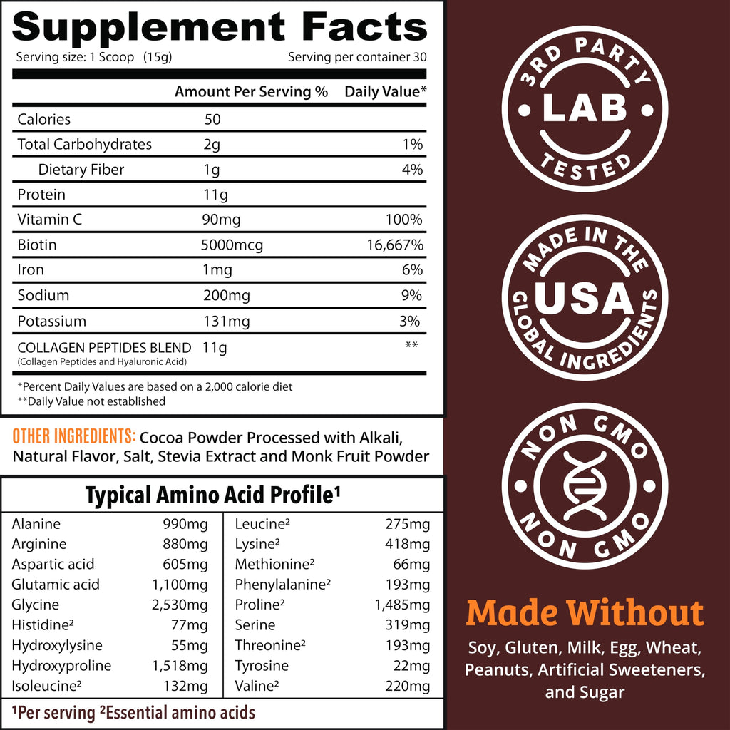 Chocolate Collagen Peptides Powder with Hyaluronic Acid and Vitamin C Q656709