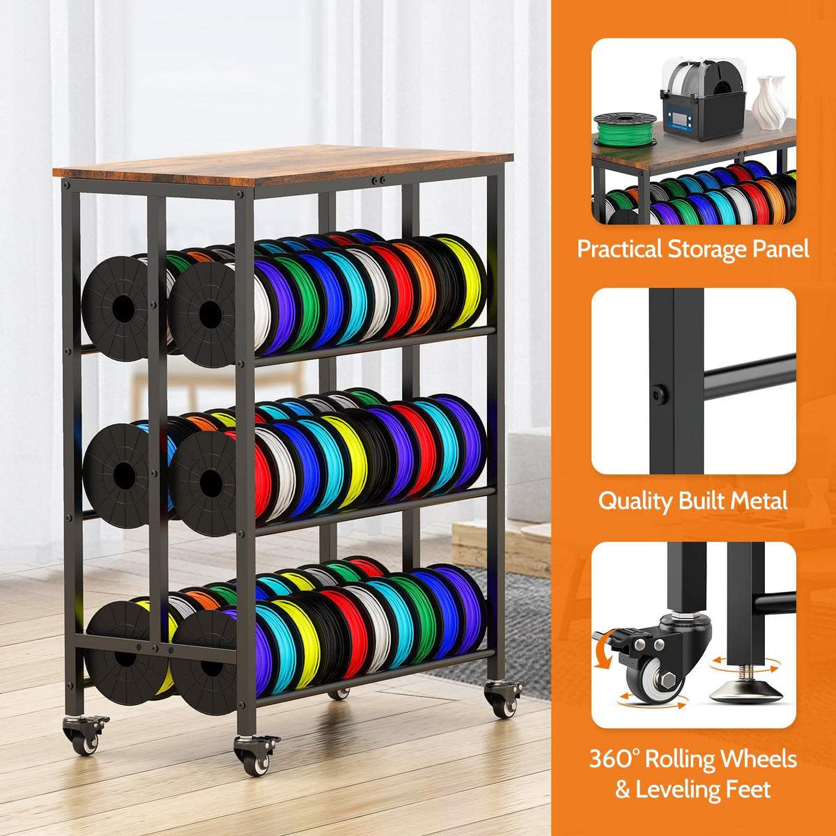 3D Printer Filament Storage Rack Cart V42007