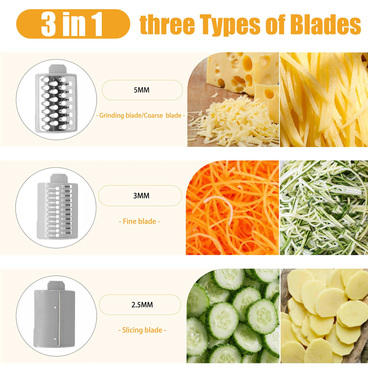 Cordless Electric Vegetable Slicer Chopper & Cheese Grater T8152