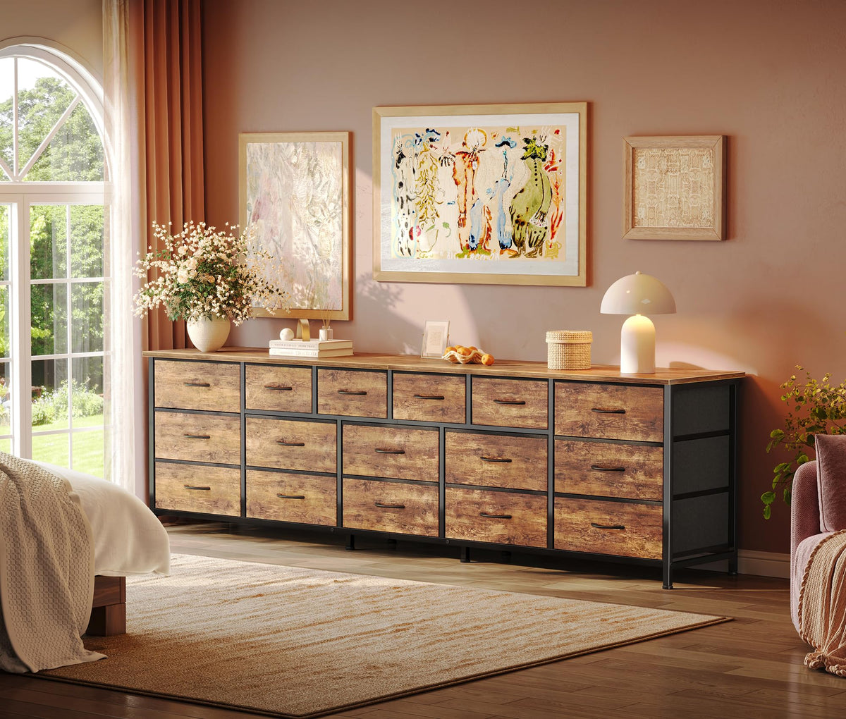 77.6" 16 Drawer Fabric Dresser A8157