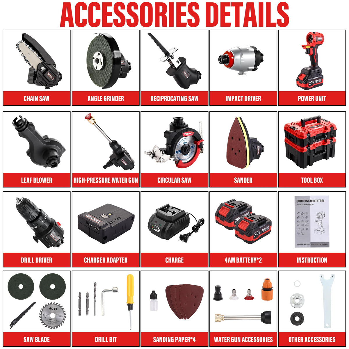 Cordless Brushless 9-in-1 Power Tool Combo Kit C59226