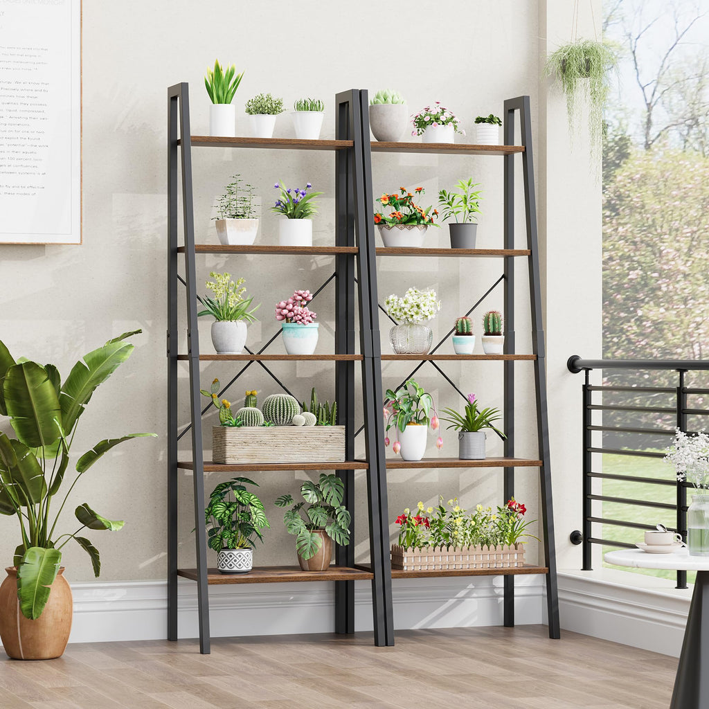 5-Tier Ladder Bookshelf with Metal Frame P934396