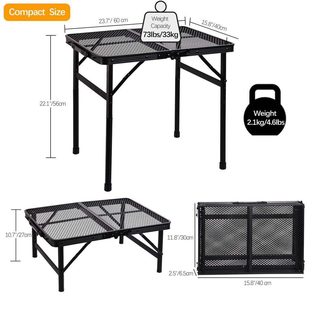 Portable Small Folding Metal Camping Table 23” x 15” A570587