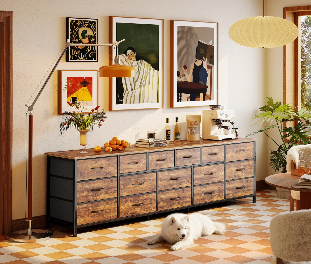 77.6" 16 Drawer Fabric Dresser A8157