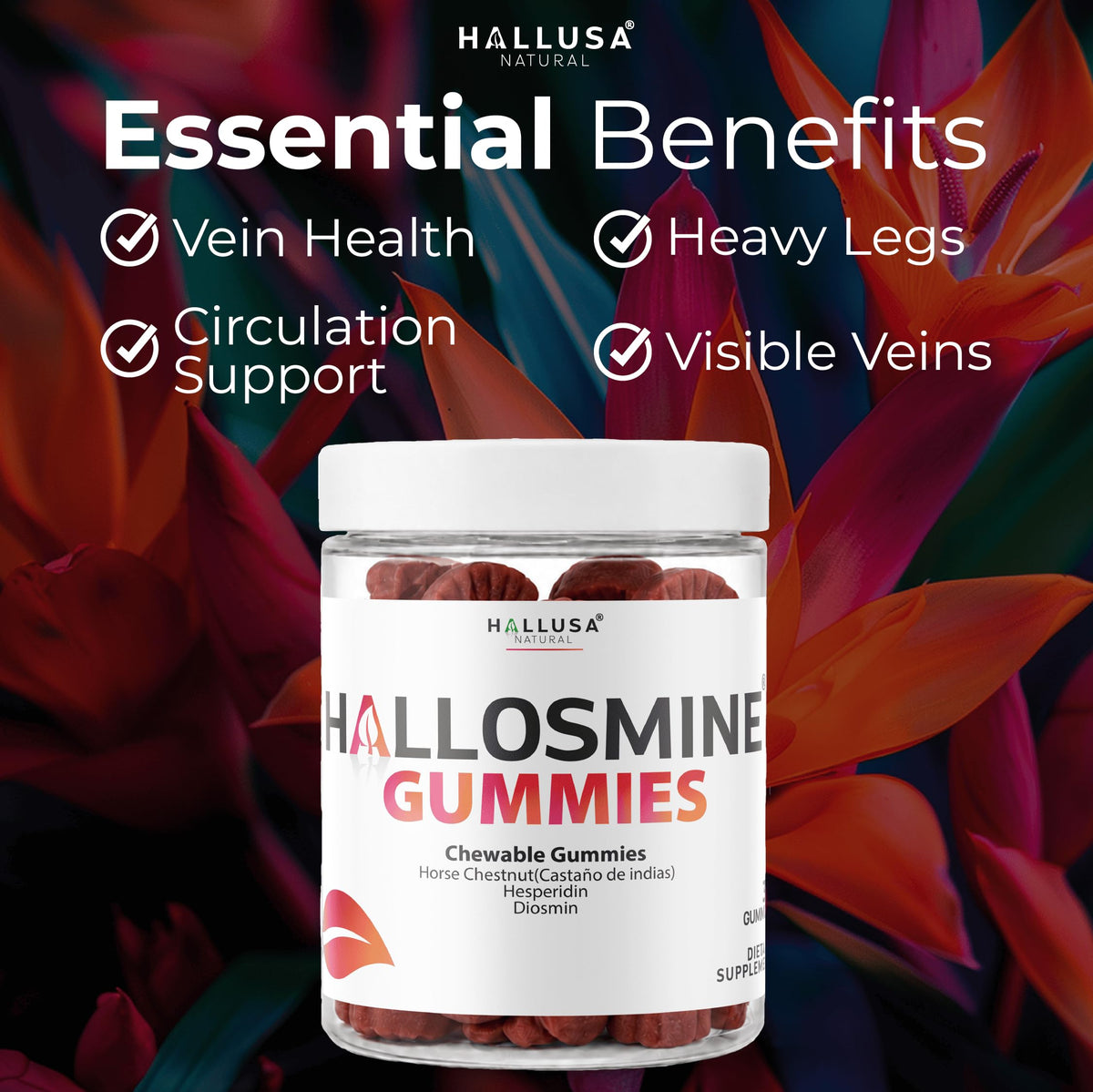 60 Chews 400mg Diosmin Hesperidin & Horse Chestnut Gummies W995