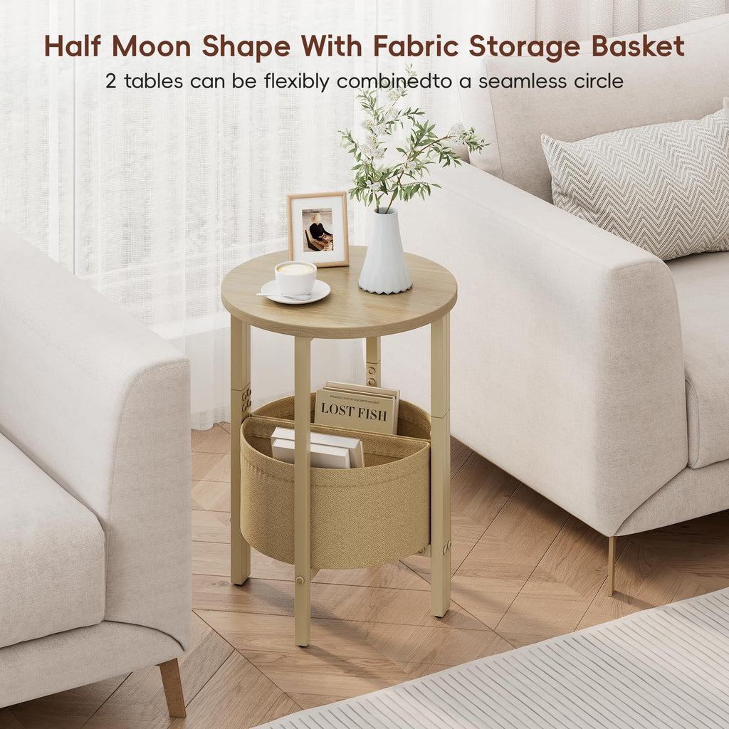 Small Round Side Table with Storage Basket, Set of 2 M905879