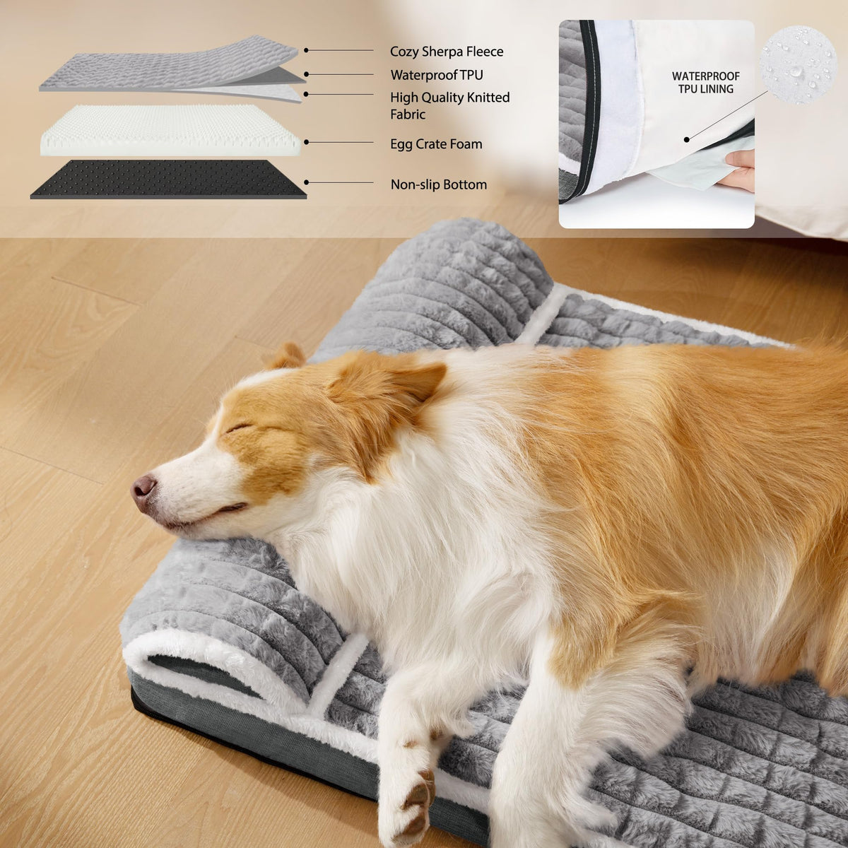 Large Dog Bed 36''X24'' Grey C7690