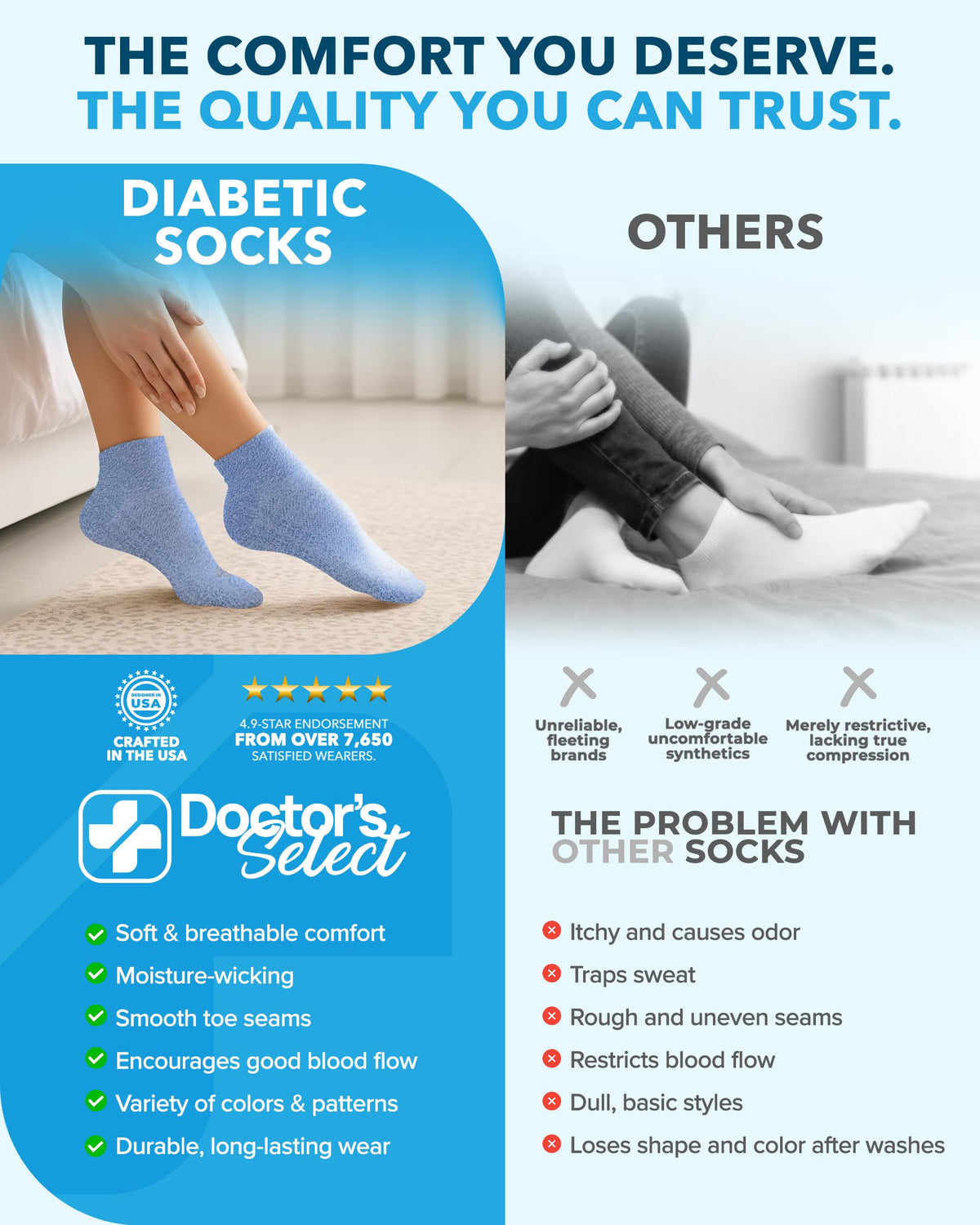 Diabetic Ankle Socks 4 Pairs H360