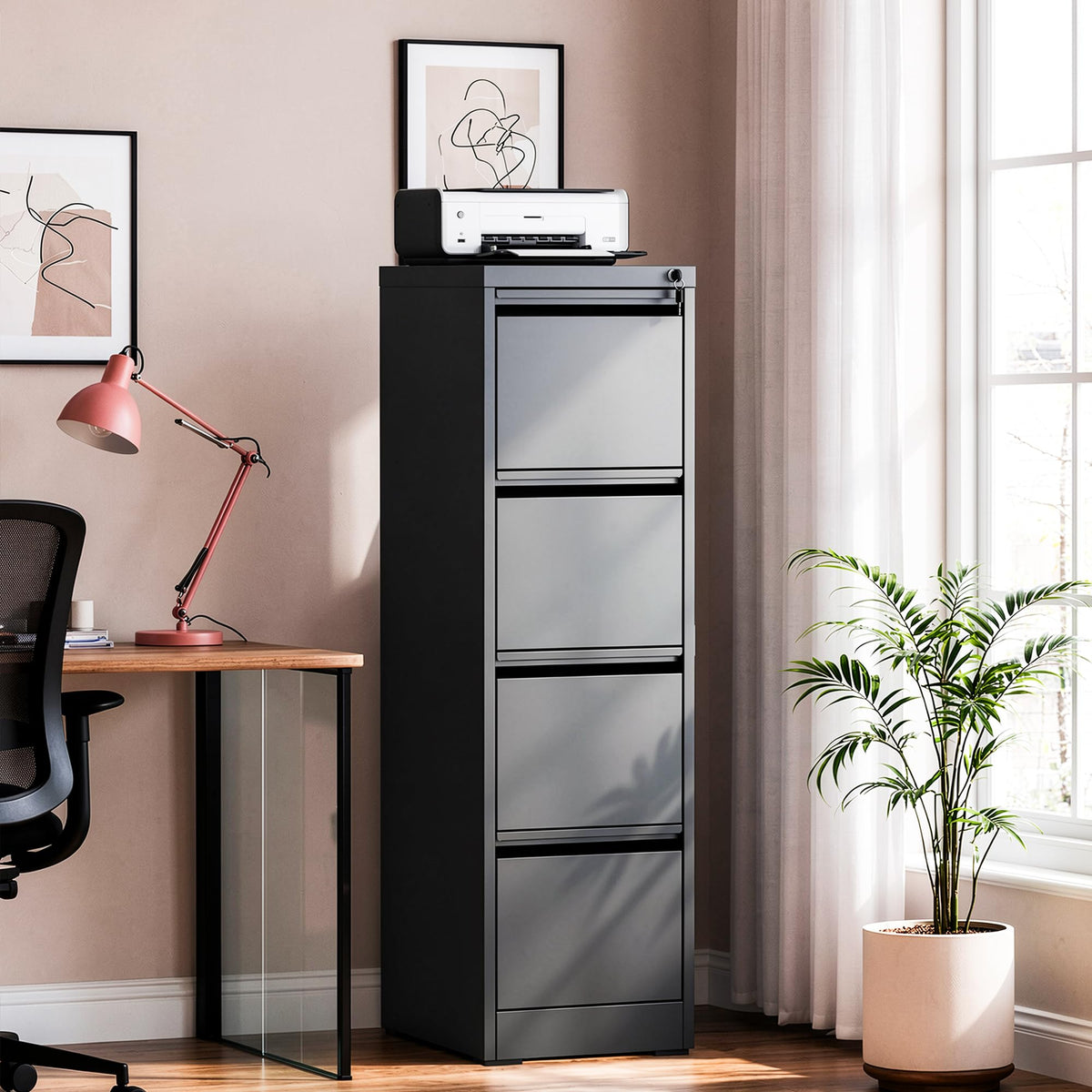 4 Drawer Metal File Cabinet with Lock T373411