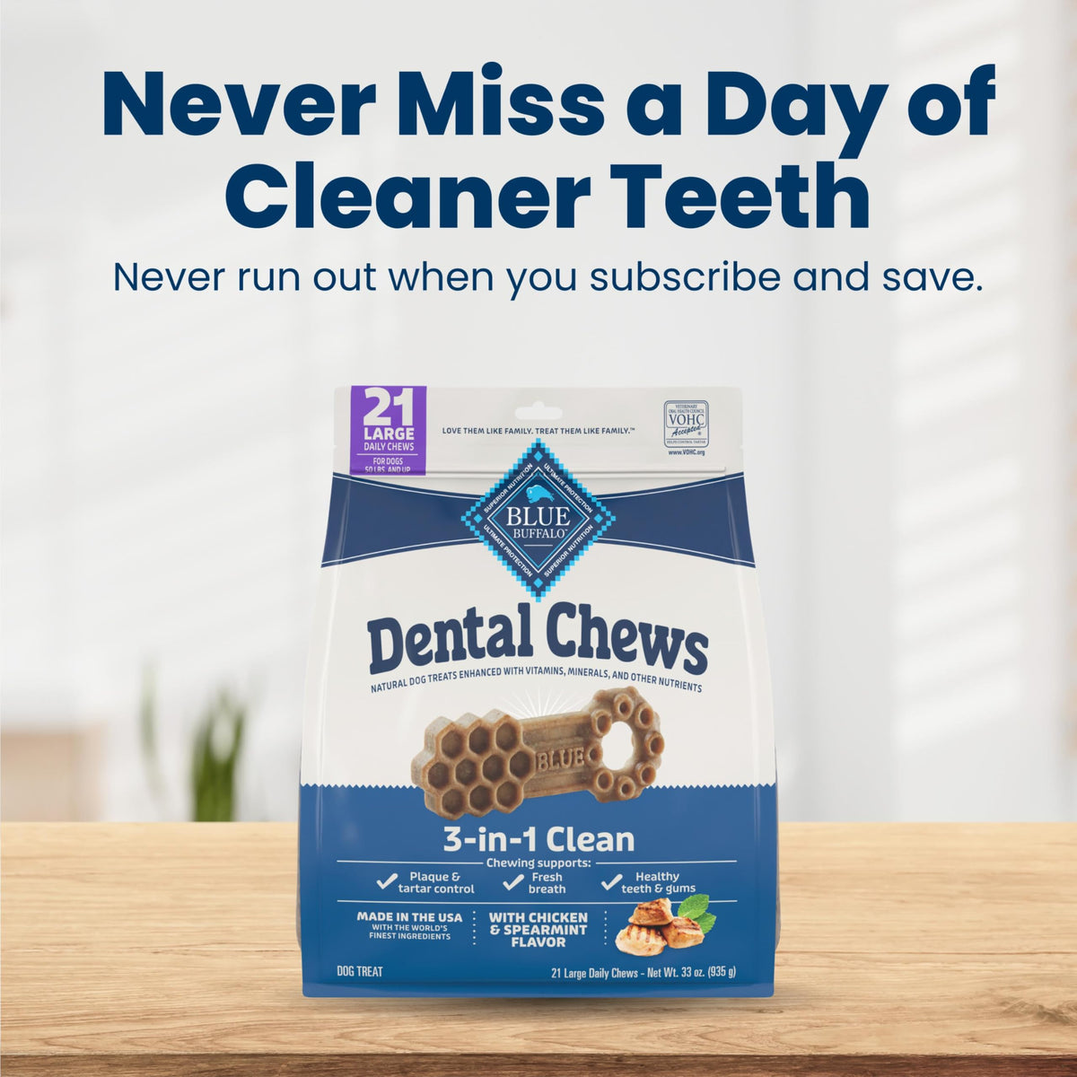 Chicken & Spearmint Large Dental Chews, 33 oz, 21 ct G3971