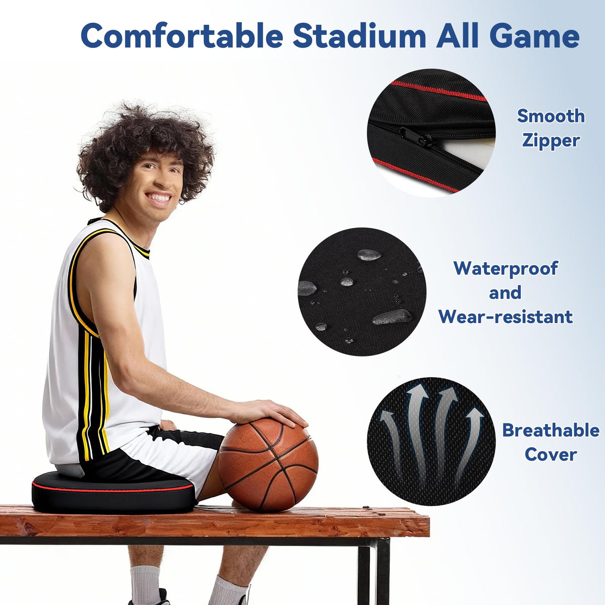 3.5" Extra Thick Resilient Foam Stadium Seat Cushion 2Pcs Red T8289