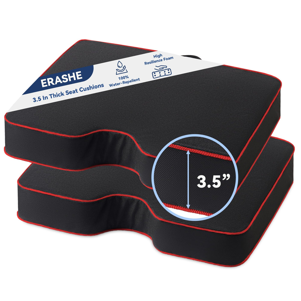 3.5" Extra Thick Resilient Foam Stadium Seat Cushion 2Pcs Red T8289