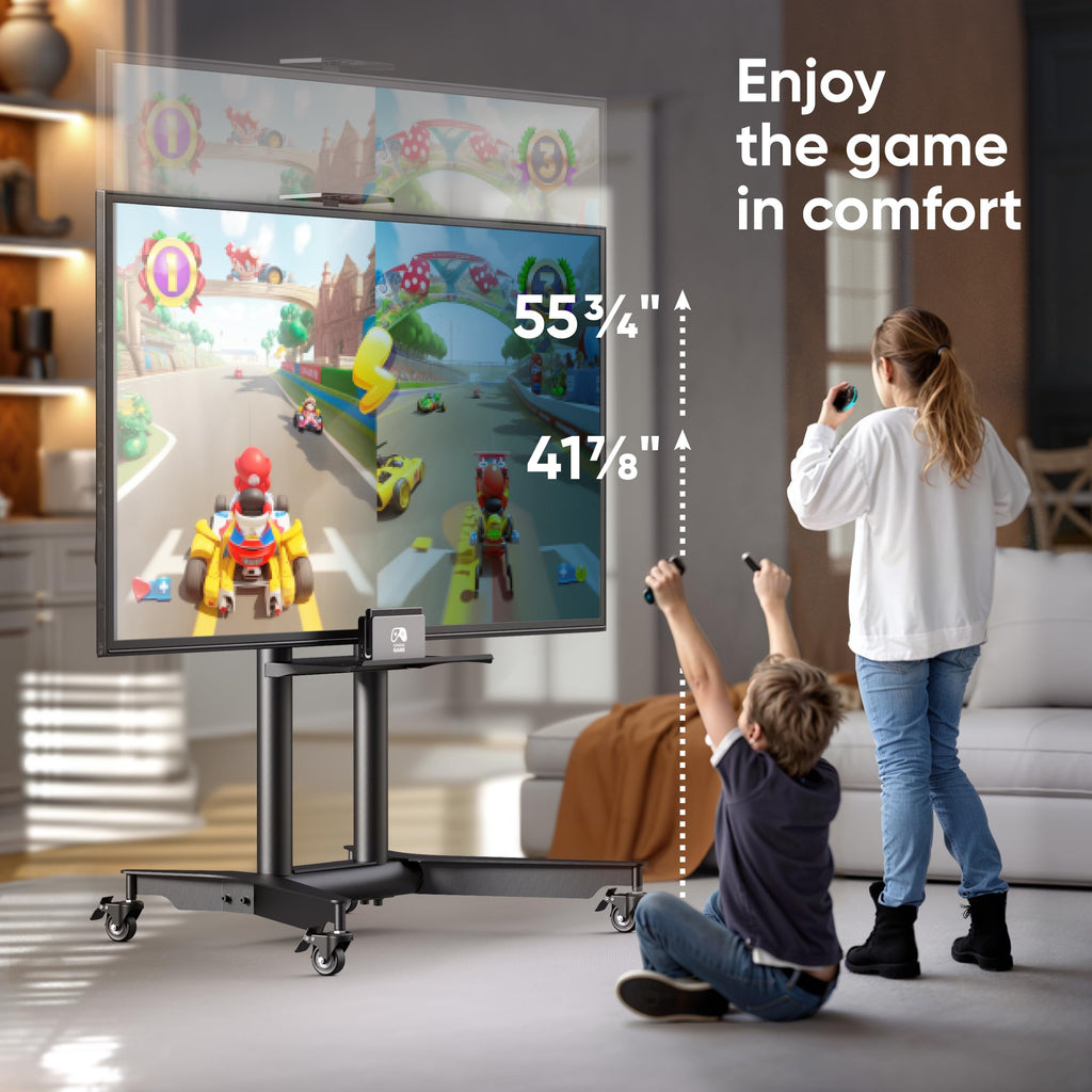 Mobile TV Stand on Wheels 32-75 Inch Black Q44877