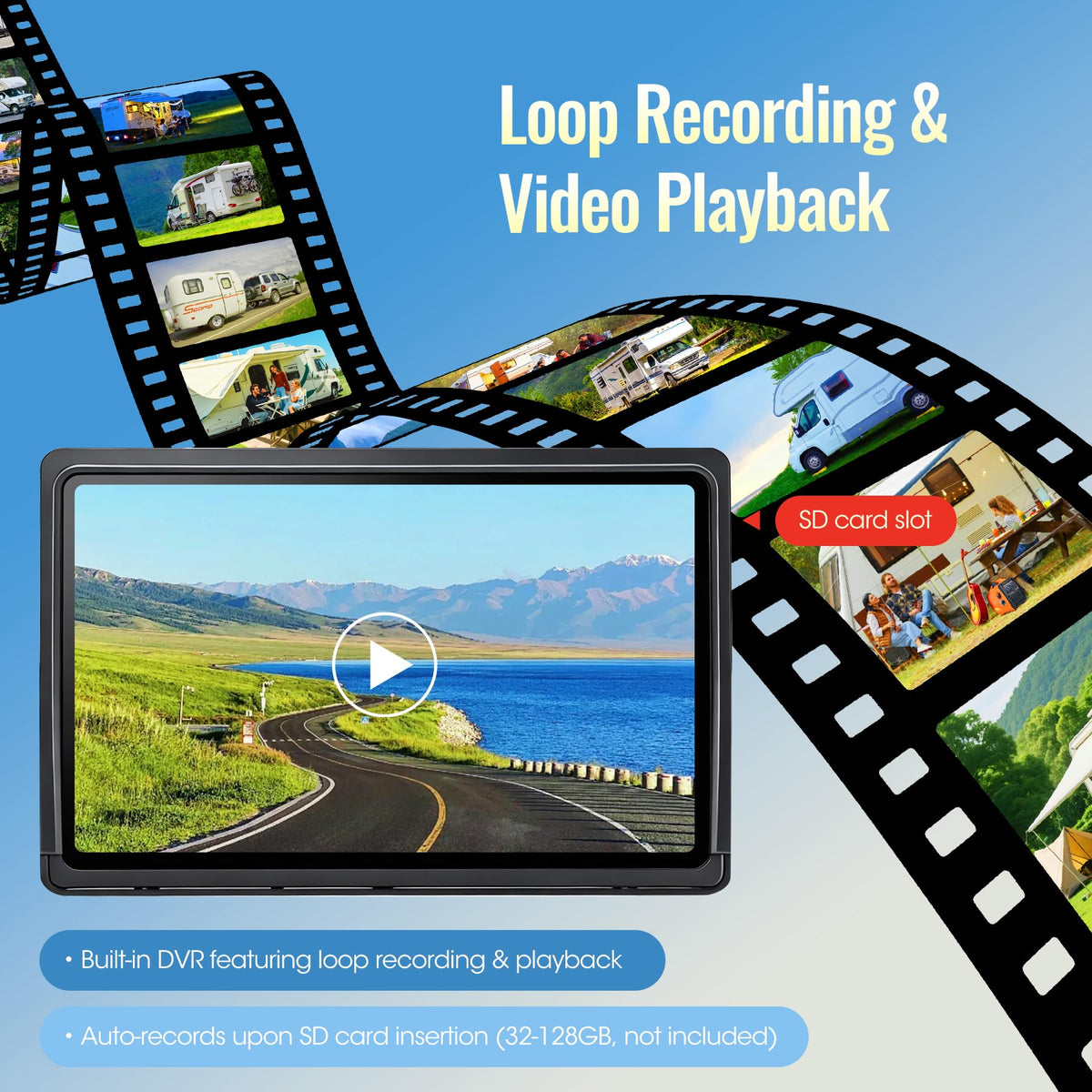 7" Wireless Backup Camera System with DVR Split Screen Monitor Y346